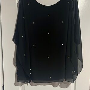 Roz & Ali Black Embellished Dolman Sleeve Blouse